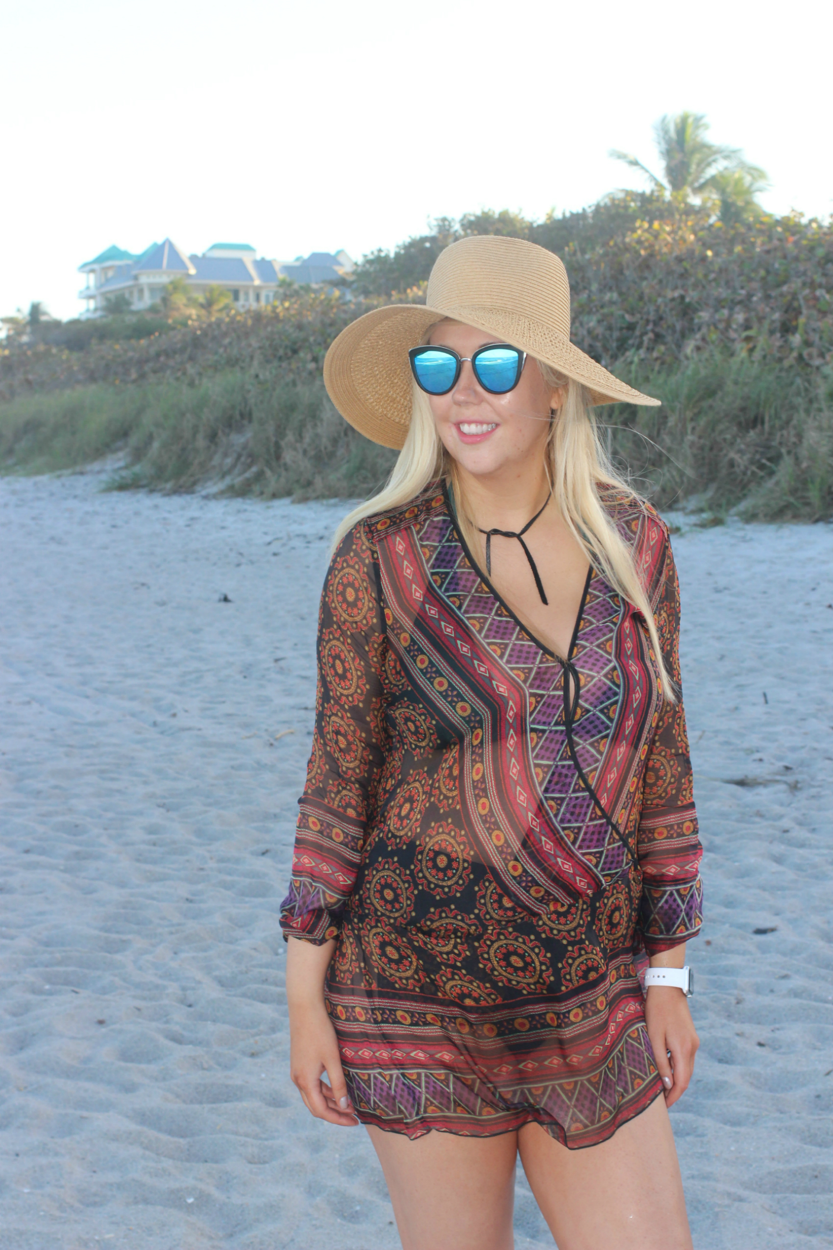 Soaking Up The Sun in A Johnny Was Coverup on Palm Beach